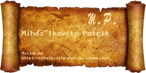 Mihálkovits Patrik névjegykártya